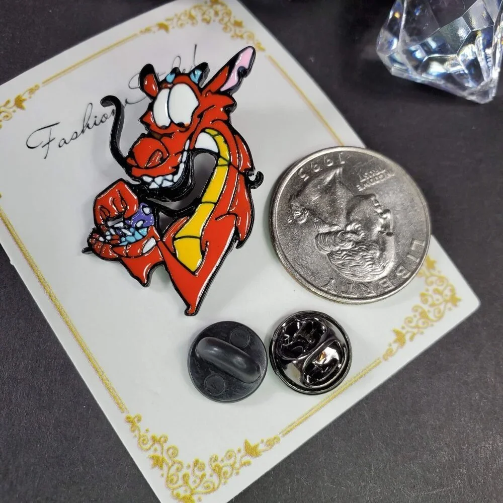 Mushu Dragon Lapel Pin Mulan Lucky Bug Brooch Badge Enamel Pin Accessories Gift